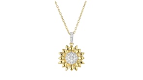 .25 ct. t.w. Lab-Grown Diamond Sunflower Pendant Necklace in 18kt Gold Over Sterling