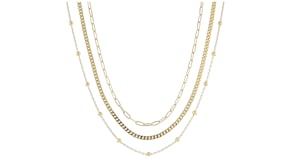 14kt Yellow Gold-Plated Jewelry Set: Three Chain Necklaces