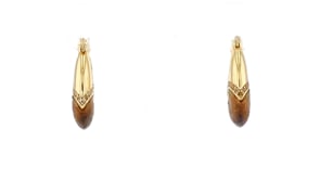 .20 ct. t.w White Topaz and Wood Hoop Earrings in 18kt Gold Over Sterling
