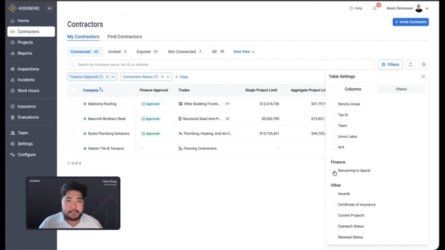 Procore Integration: Monitor contract spend & financial risk