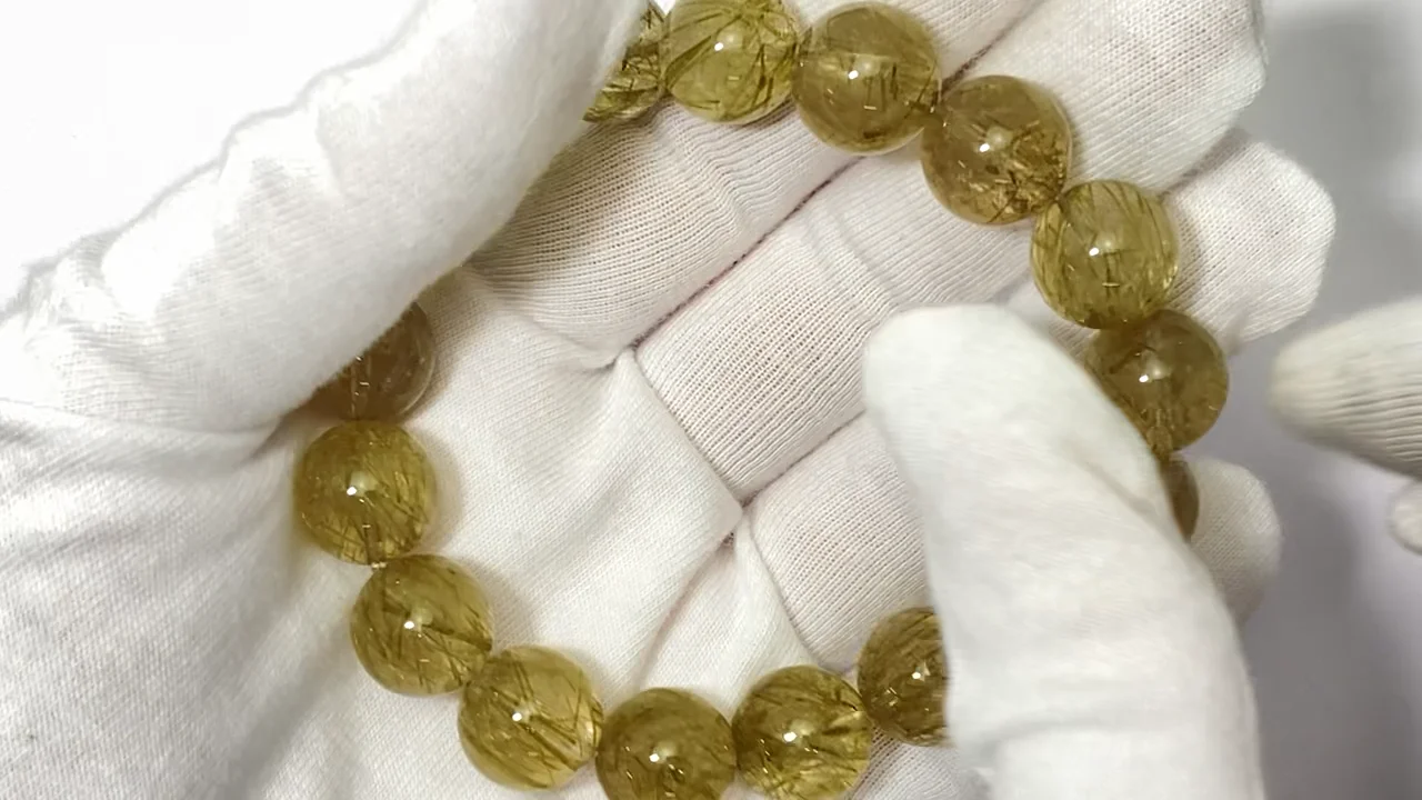 グリーントルマリンインクォーツ ラウンド12.5mm 1連(ブレスレット) NO 