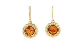Amber Sunflower Drop Earrings in 18kt Gold Over Sterling