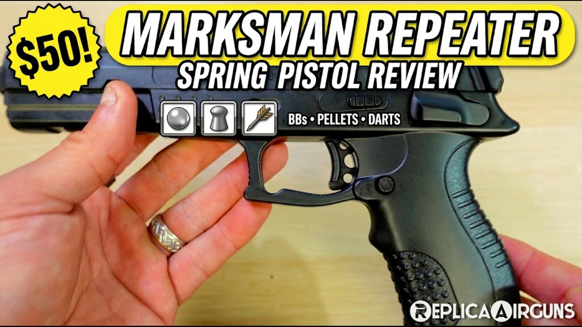 Marksman 1018 Spring BB - Pellet Pistol Table Top Review