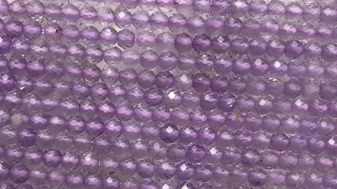 ピンクアメジスト ラウンドカット3mm 1連｜天然石ビーズ・ルース
