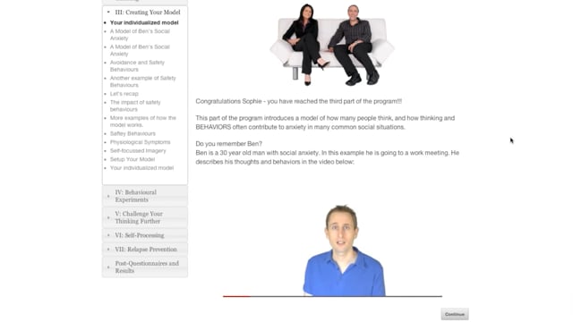 Video preview of Overcome Social Anxiety, showing the program building a personalized model