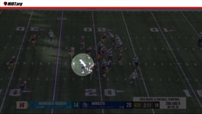 Ineligible player goes downfield and returns to the line of scrimmage before pass, foul for ineligible down field.