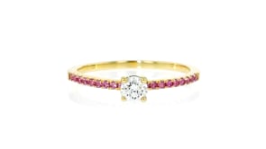 .25 Carat Lab-Grown Diamond Ring with .10 ct. t.w. Pink Sapphires in 10kt Yellow Gold