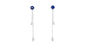 .60 ct. t.w. Sapphire and .25 ct. t.w. Lab-Grown Diamond Jewelry Set: Sterling Silver Earrings with Removable Drops