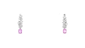 .40 ct. t.w. Pink Sapphire and .40 ct. t.w. Lab-Grown Diamond Hoop Earrings in Sterling Silver