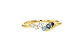 .16 ct. t.w. Multi-Gemstone and .16 ct. t.w. Lab-Grown Diamond Ring in 18kt Gold Over Sterling