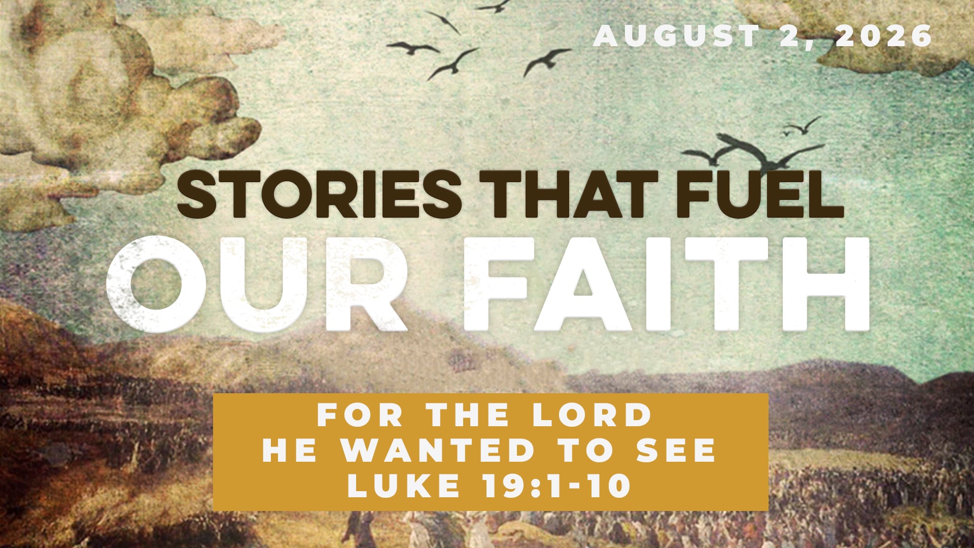 August 2, 2026 - Stories That Fuel Our Faith: For the Lord He Wanted to See - Luke 19:1-10