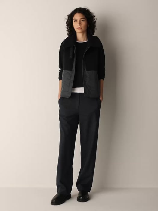 Eggshell Recycled Nylon Classic Collar Vest | EILEEN FISHER