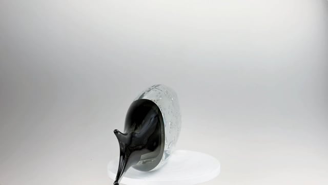 Escultura Peixe Preto com Ouro de Murano