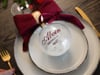 Julkula i glas med namn och julhälsning, röd - Nallebjörn