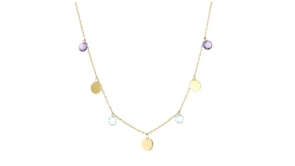 2.50 ct. t.w. Multi-Gemstone and 10kt Yellow Gold Personalized Disc Station Necklace