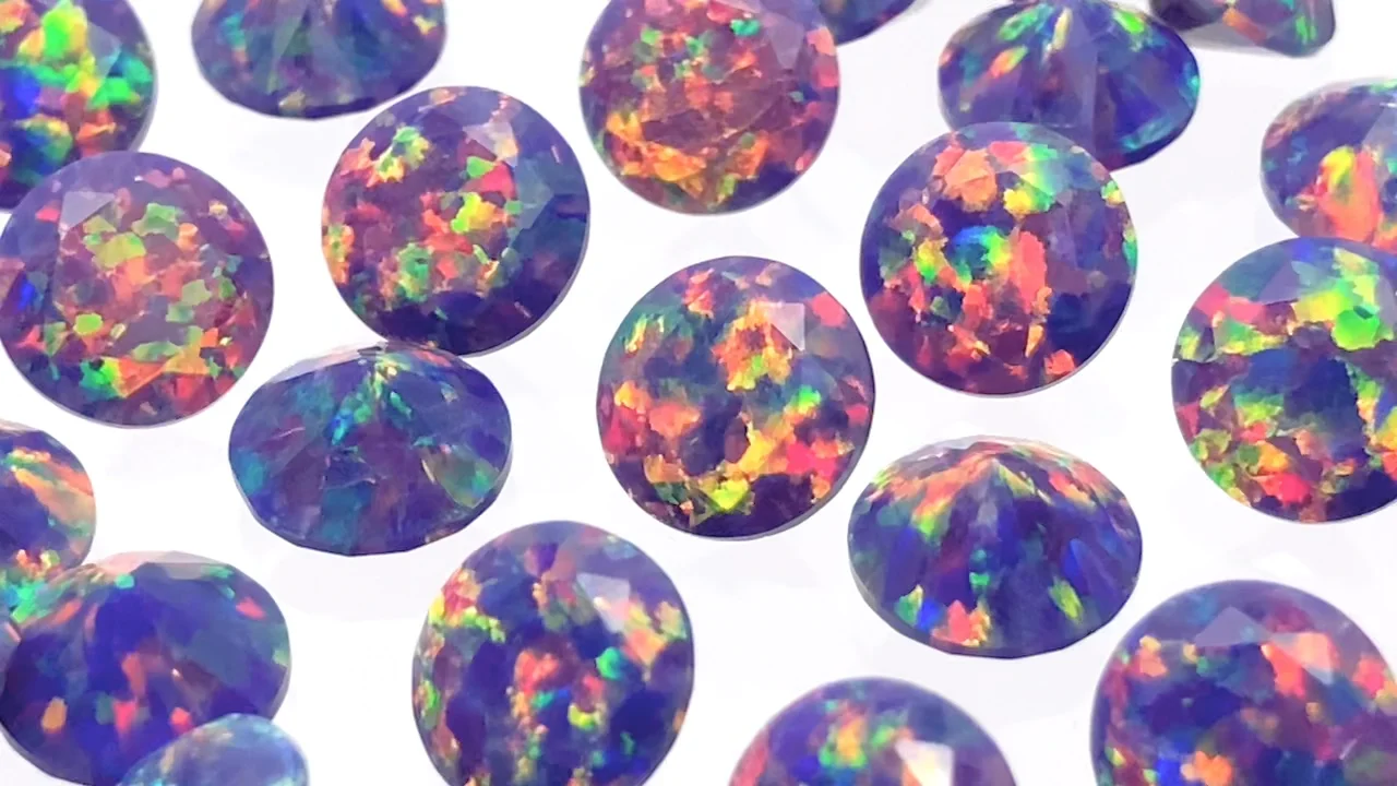 京都オパール ルース ラウンドファセットカット8×8mm 【パープル】 1粒