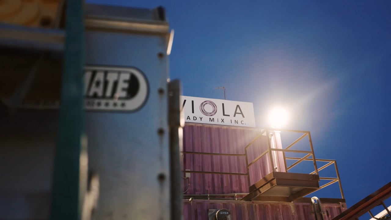 VIOLA Ready Mix concrete equipment on location at dawn