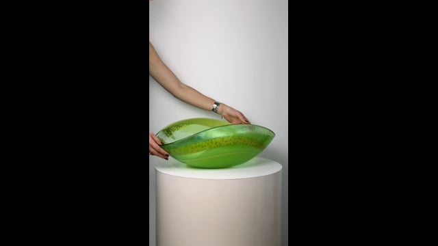 Centro de Mesa de Murano Verde Espiral Branca Yalos