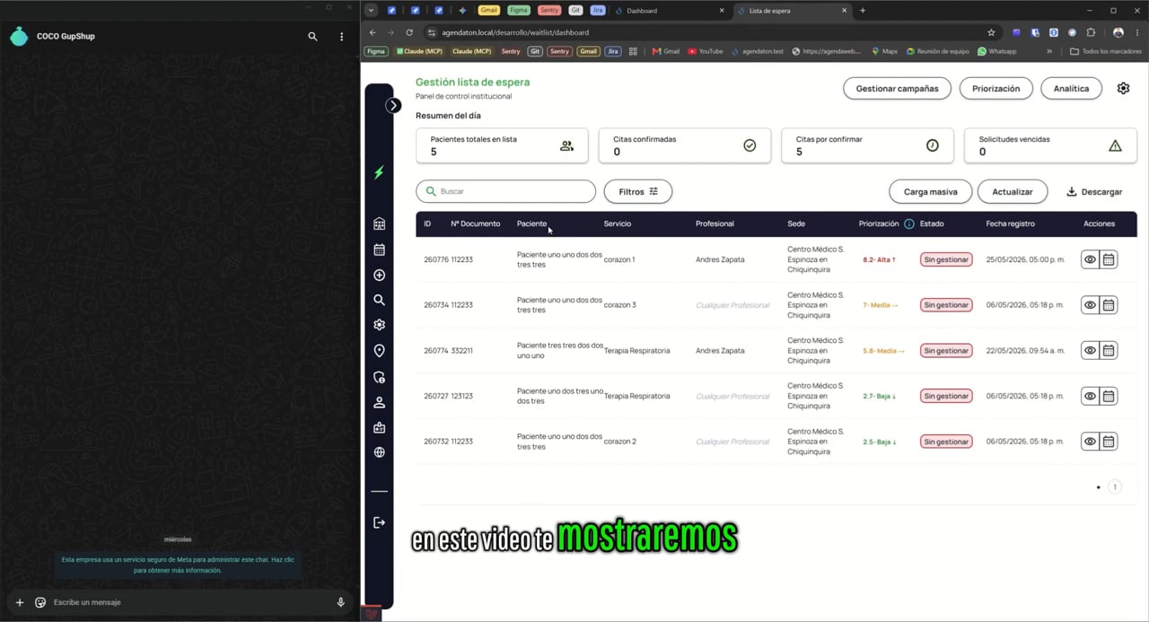 Vista previa del demo del módulo lista de espera automatizada