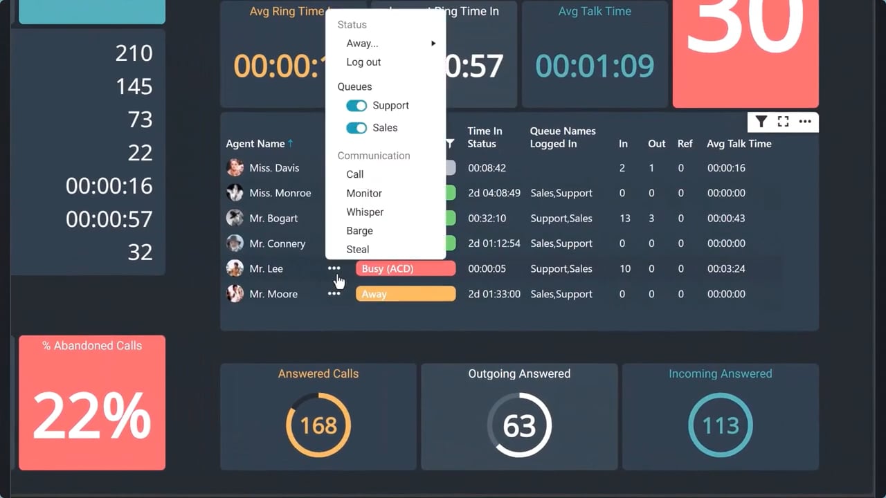 Dimensions Dashboard Agent Grid Controls