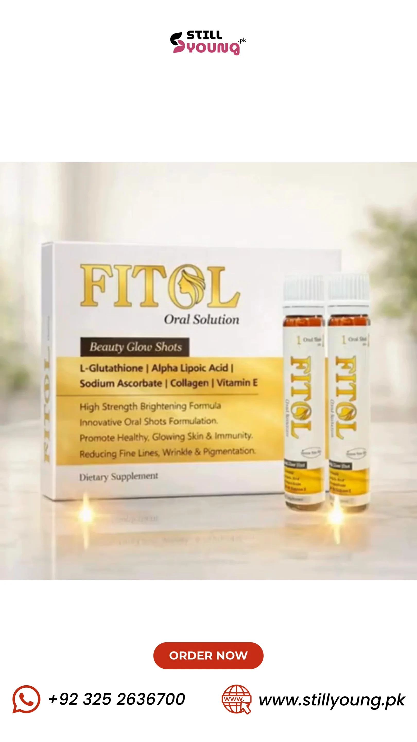 best glutathione oral shots in pakistan Fitol Solution Beauty Glow by Still young makeup Multiple things have me Quantity:50 g