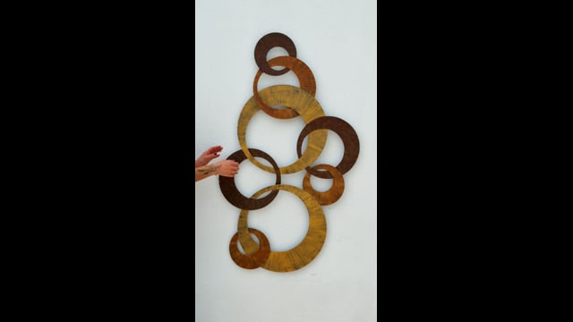 Escultura de Parede Círculos - Dourada e Ferrugem