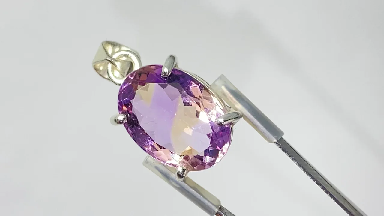宝石質アメトリン AAA ファセットカットペンダントトップ シルバー925