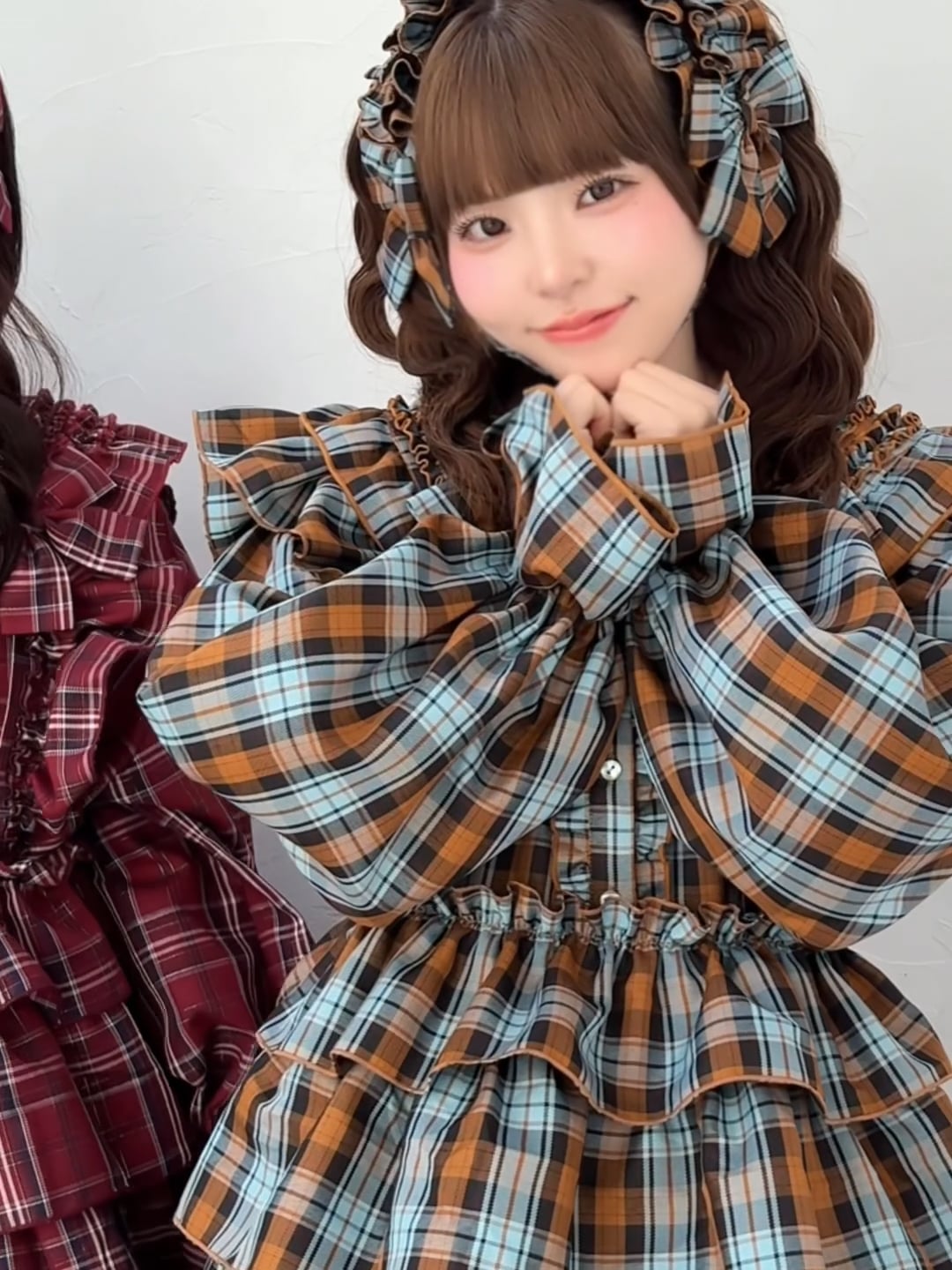 一部追加予約】【クティールとレトロ】チェックフリルリボンヘッド