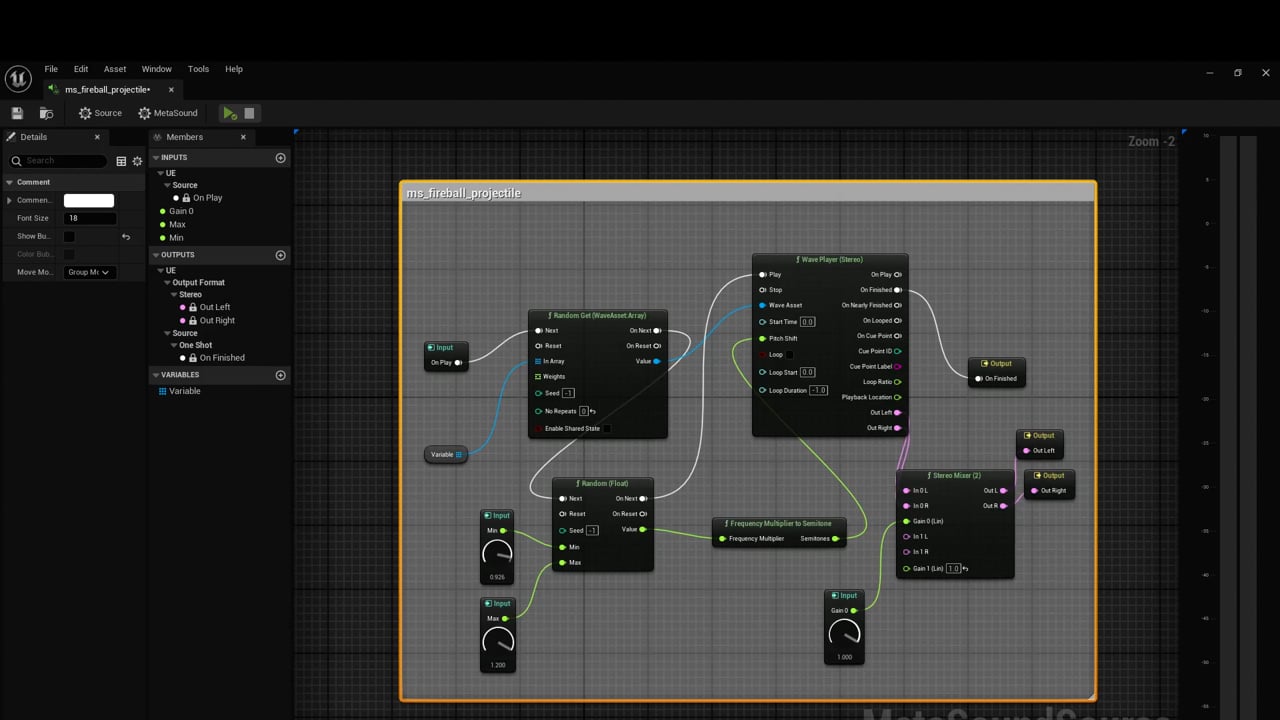 Walkthrough of the SFX variety design process in Unreal 5