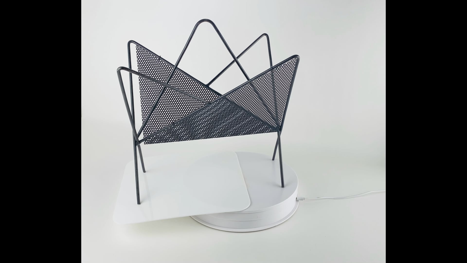 Mathieu Mategot Black Metal Butterfly Magazine Holder Rack, France