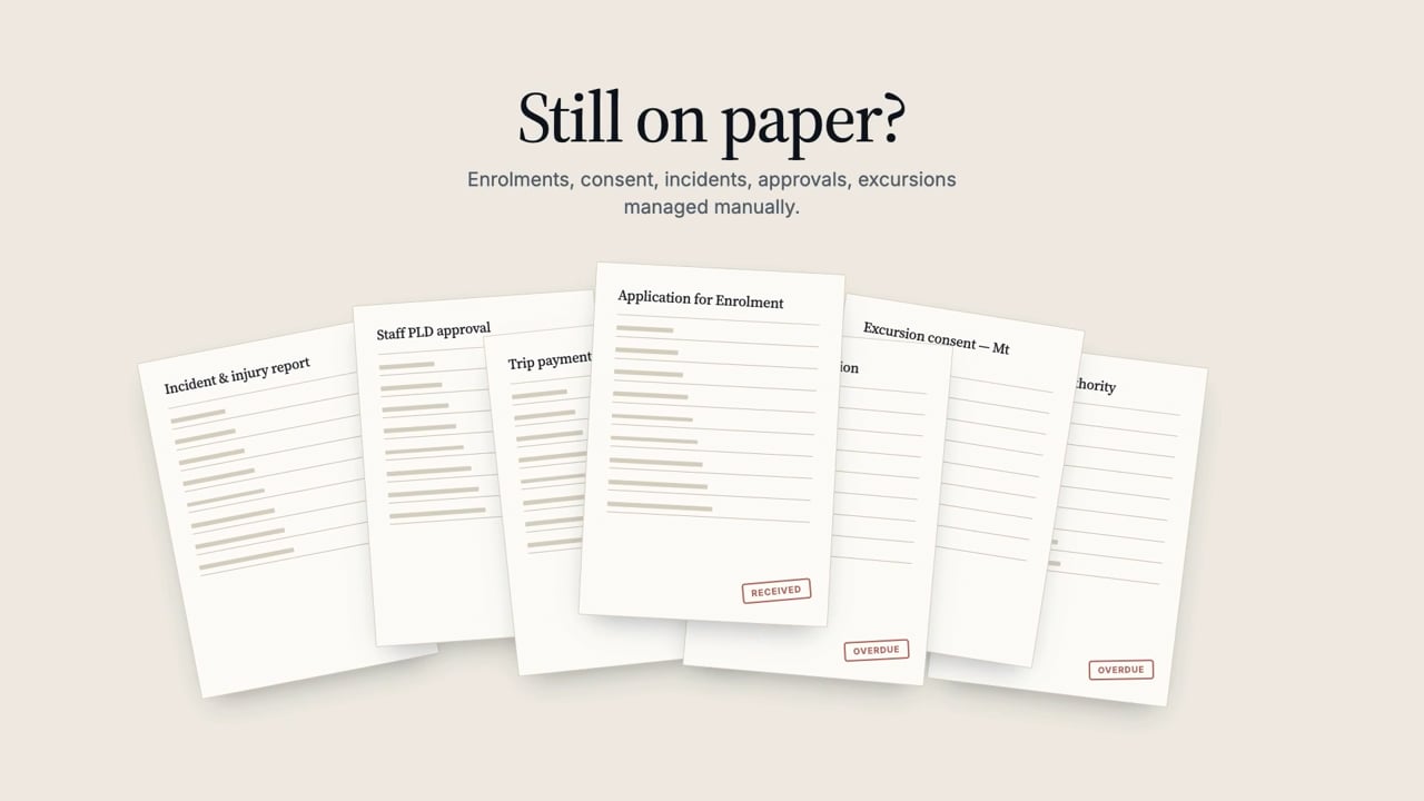SignForm product tour: an enrolment form completed and signed by a caregiver.