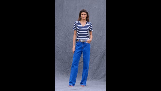 Calça Reta Jeans Escuro Celine