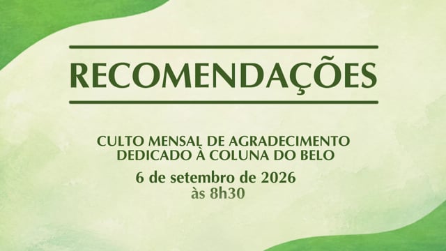 Capa do vídeo do “Recomendações para peregrinação ao Solo Sagrado no Culto Mensal de Setembro/2026”.