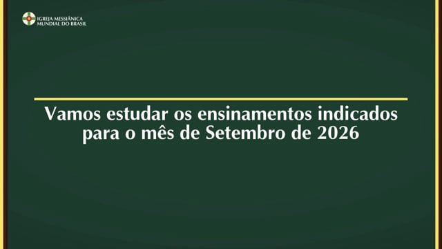 Capa do vídeo do “Ensinamentos para estudo do mês de Setembro de 2026 - IMMB”.
