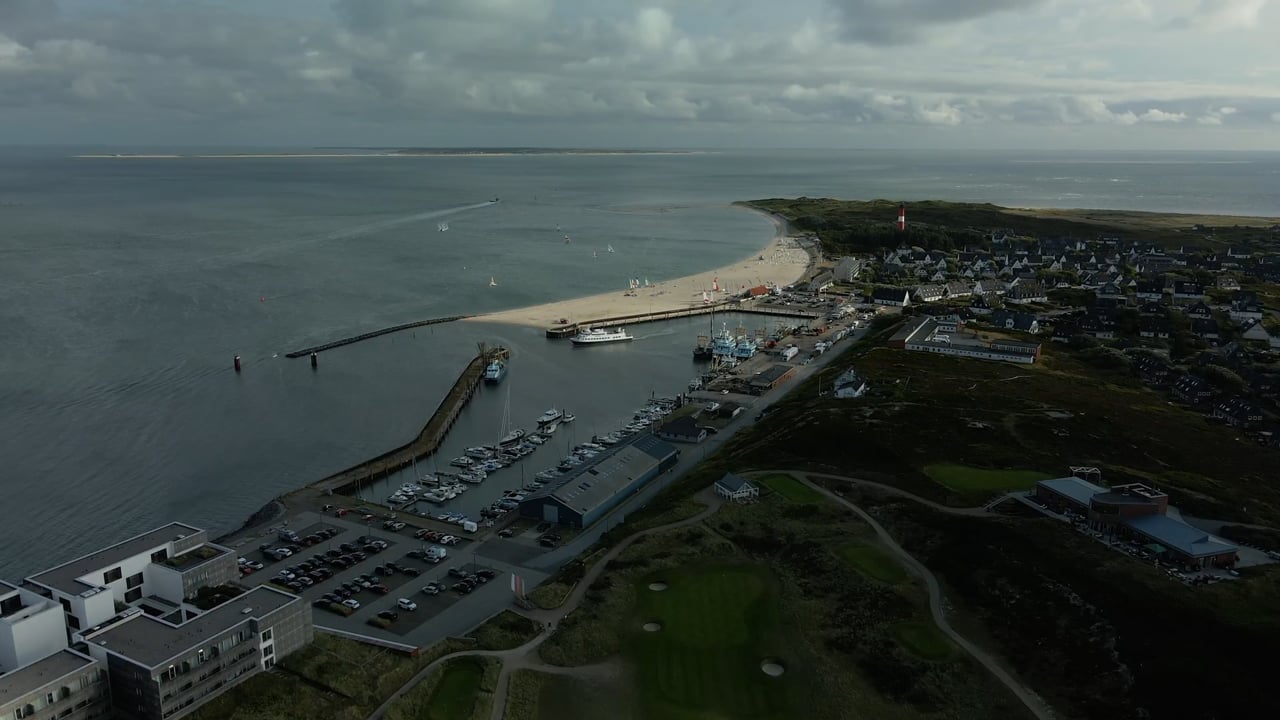 Hafen Hörnum auf Sylt mit Sandhaken von oben
