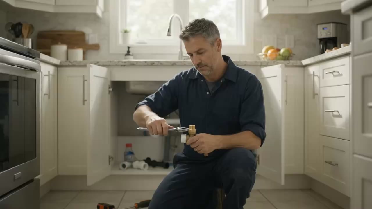 Plumber at work