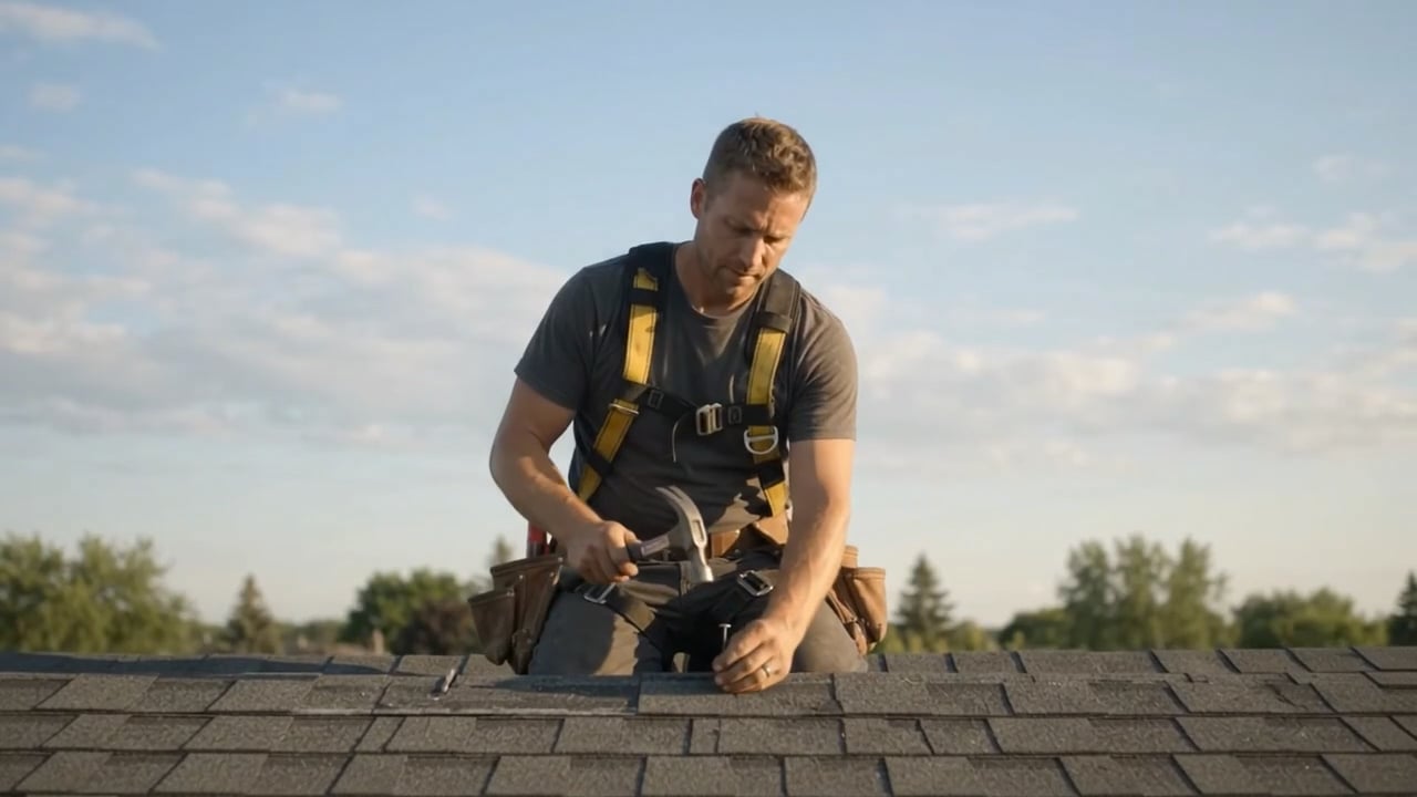 Roofer at work