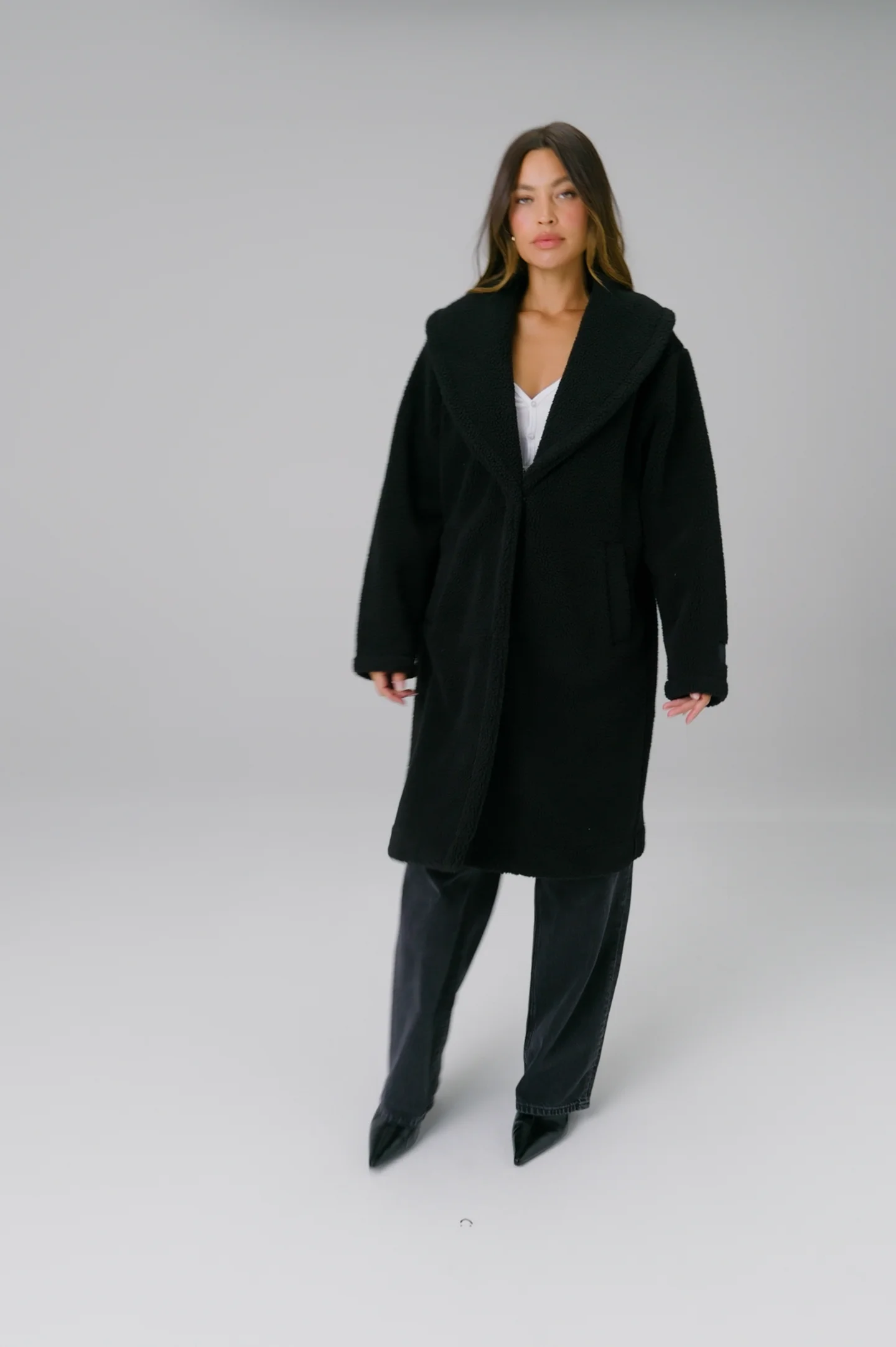 Teddy Shawl Long Coat - Fabletics