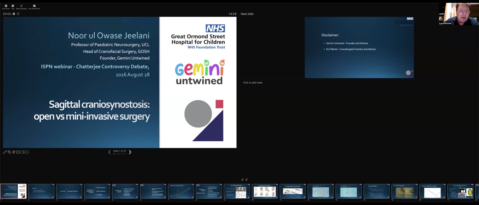 ISPN Chatterjee Controversy Debate 8/26- Sagittal Craniosynostosis: Open VS Mini- Invasive Surgery