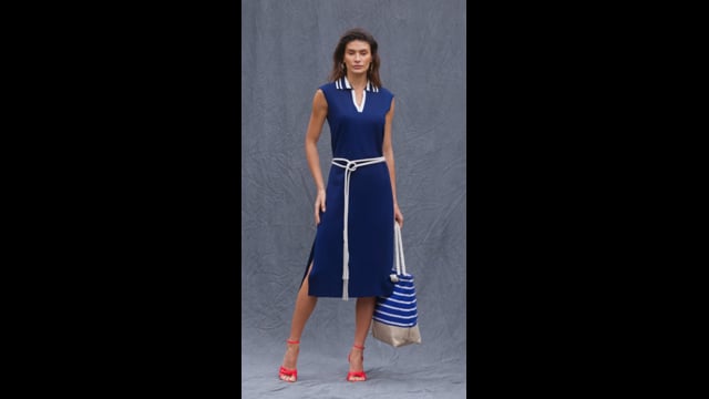 Vestido Malha Marinho Rosa