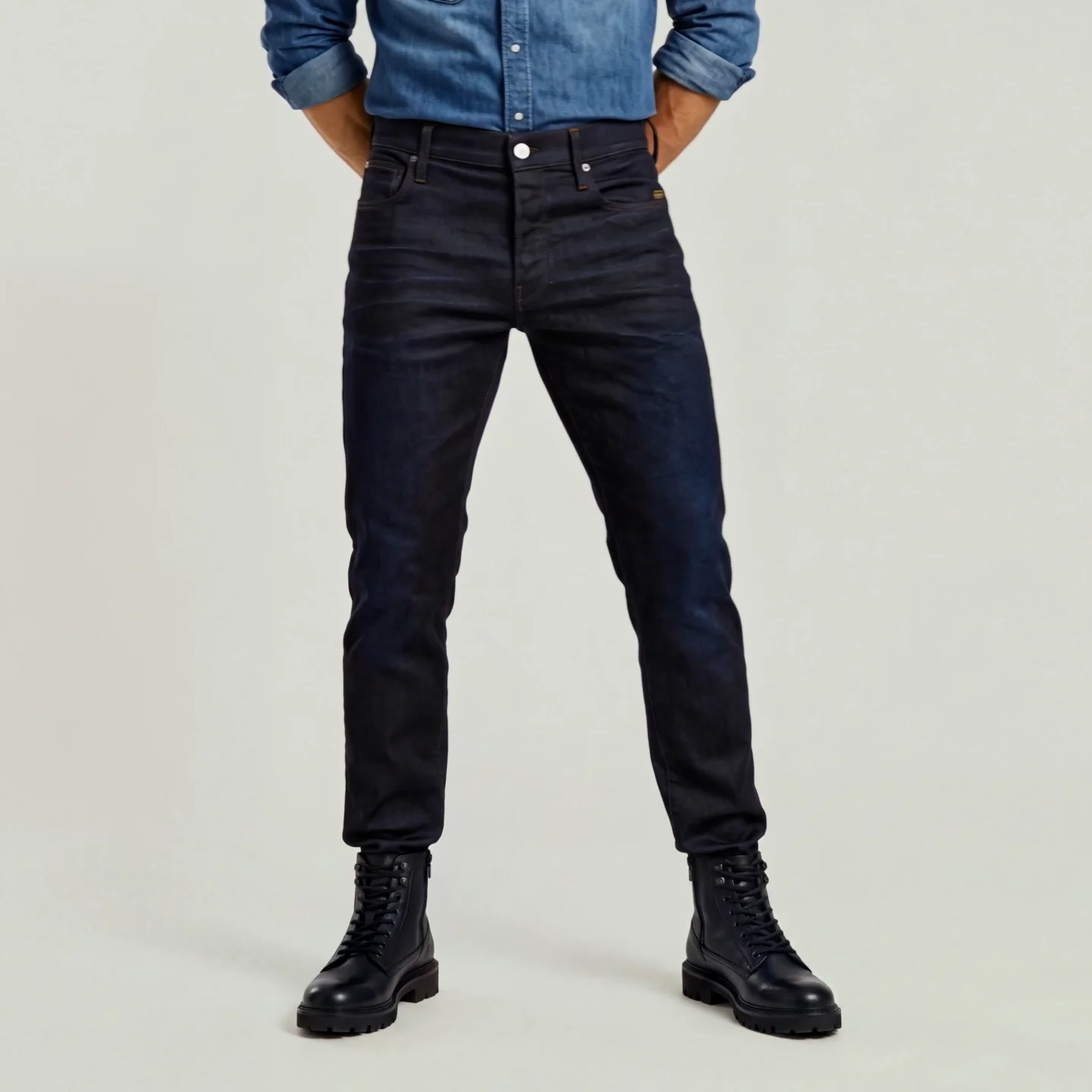 希少 G-Star RAW 3301ストレートデニムインディゴブルーボタンフライ 