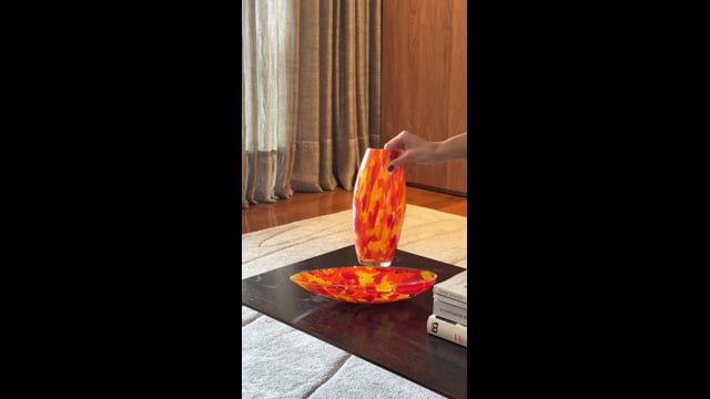 Vaso Oliva G Multicor Amarelo, Laranja e Coral