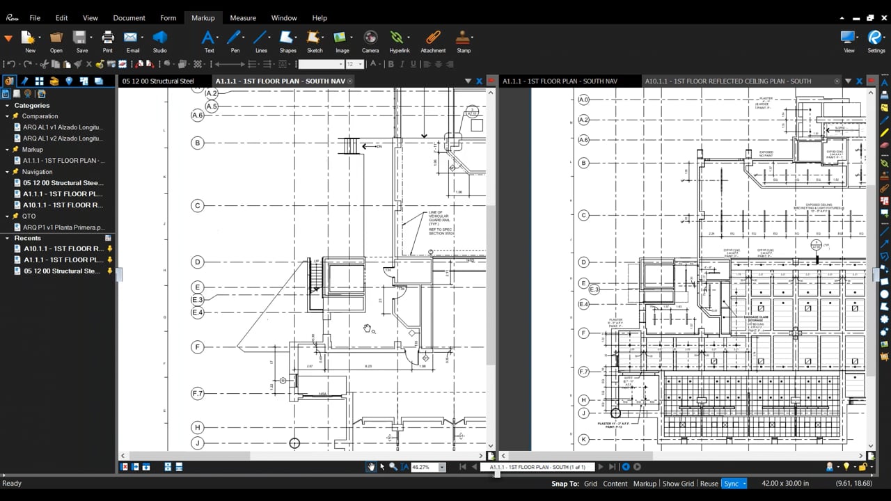 Bluebeam Revu 2017: comparación de planos, mediciones enlazadas a Excel y Studio