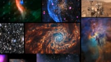 Freeze-frame from video, showing opening sequence mosaic of various NASA images.