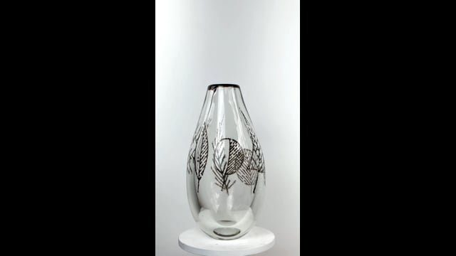 Vaso Folhas Transparente e Preto