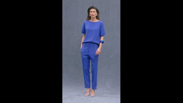 Blusa Crepe Patou Azul Justine