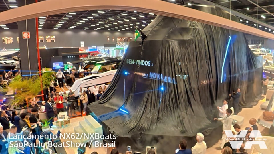 Projeção mapeada em feira: o lançamento do NX62 Design by Pininfarina no São Paulo Boat Show 2026