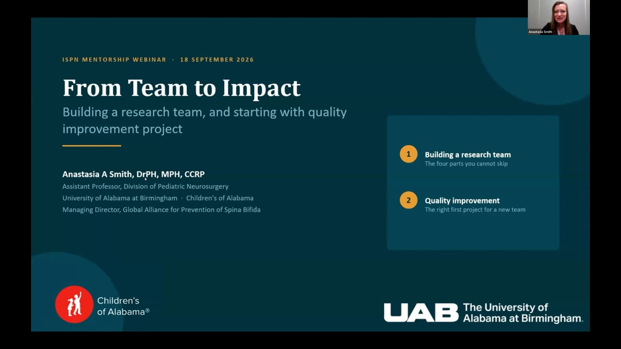 ISPN Mentorship Webinar 9/26 – From Team to Impact – Building a Research Team, and Starting with Quality Improvement Project