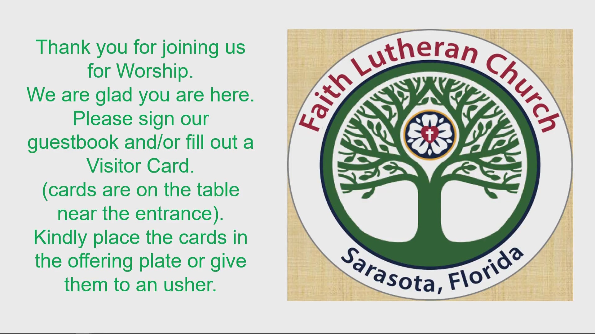 Faith Lutheran Church September 27, 2026 10:15am Worship Service