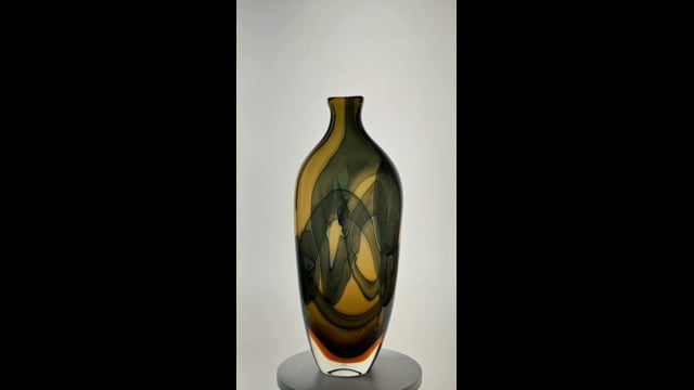 Vaso Labirinto Âmbar e Preto | Mario Seguso